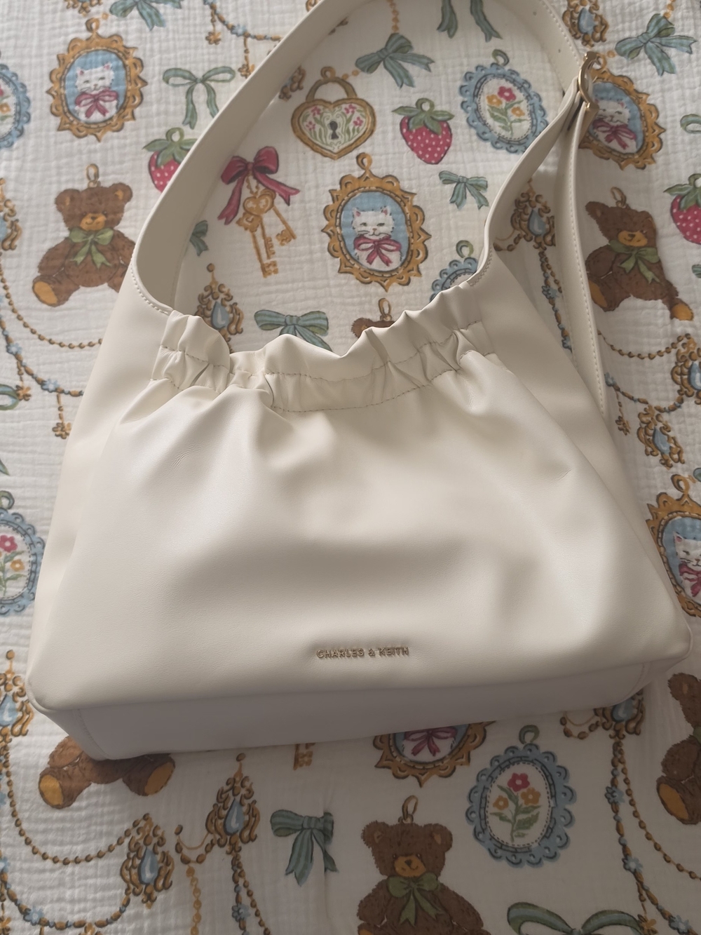 CHARLES & KEITH Soft Cream Gathered Shoulder Bag
